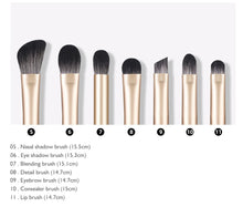 Load image into Gallery viewer, 11 Piece White Gold Makeup Brush Set
