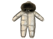 Load image into Gallery viewer, Metallic Padded Fur Hooded Snowsuit
