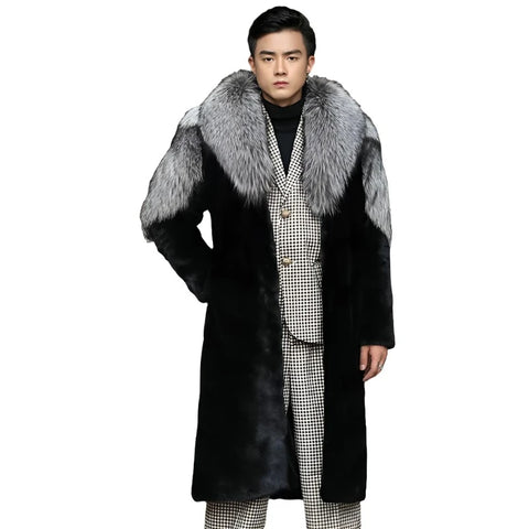 Long Grey Patch Fur Coat-Modern Baby Las Vegas