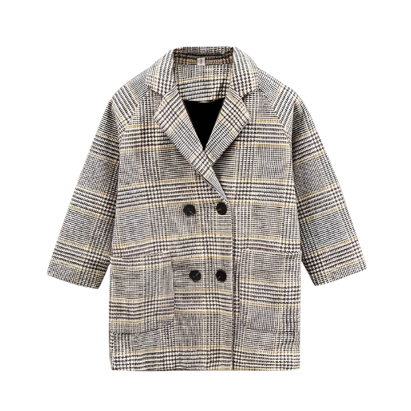 Plaid Button Blazer Jacket-Modern Baby Las Vegas