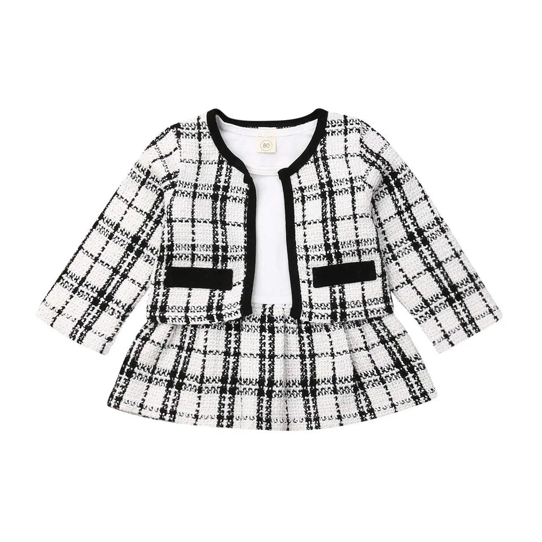 Plaid Jacket And Skirt Set