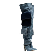 Load image into Gallery viewer, Patch Denim Pocket Boots
