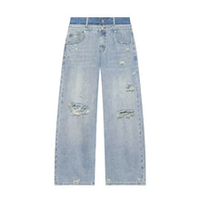 Load image into Gallery viewer, Double Waist Ripped Denim Jeans
