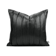 Load image into Gallery viewer, Black Croc Print Leather Cushion Cover | Modern Baby Las Vegas
