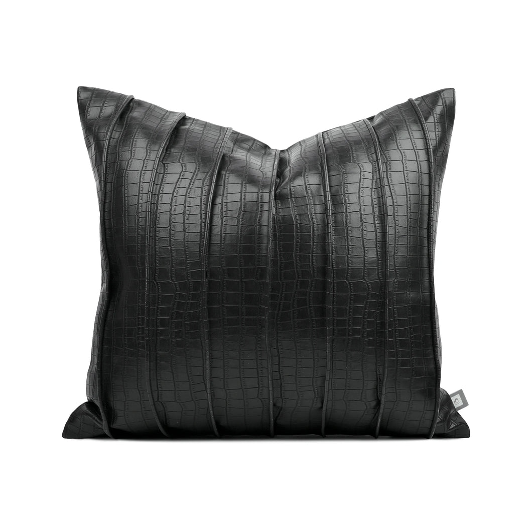 Black Croc Print Leather Cushion Cover | Modern Baby Las Vegas