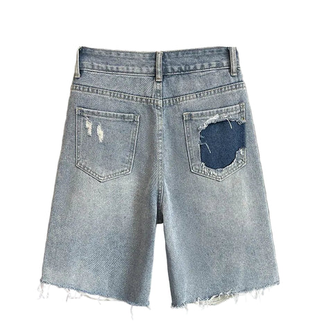 Distressed Colored Crystal Denim Shorts-Modern Baby Las Vegas