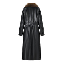 Load image into Gallery viewer, Long Leather Fur Collar Coat
