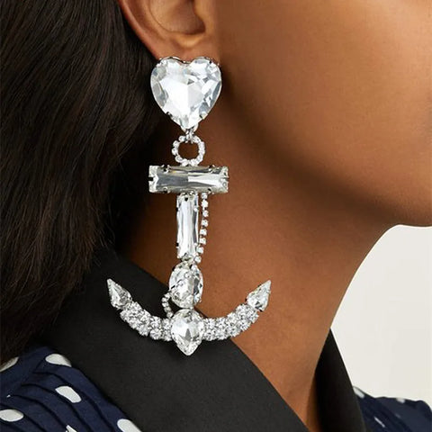Crystal Anchor Dangle Earrings-Modern Baby Las Vegas