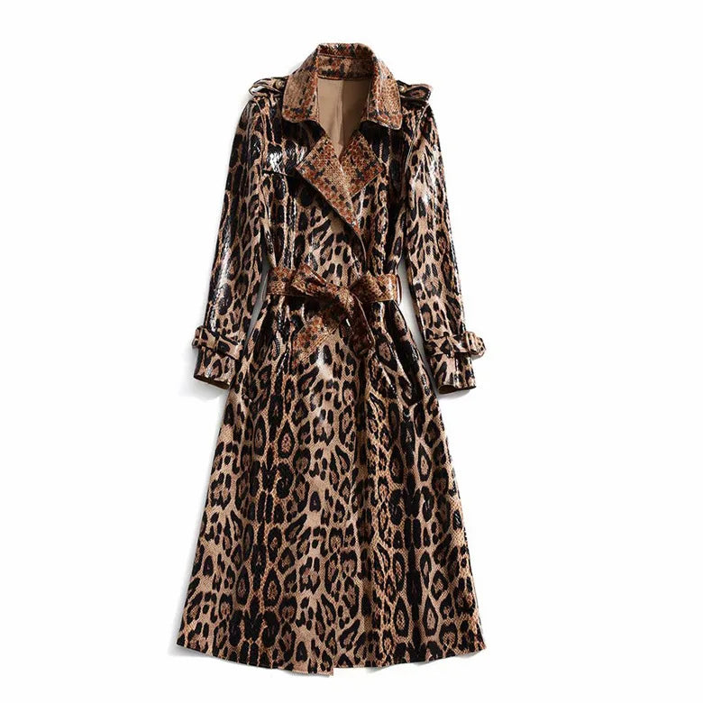 Leopard Print Patch Trench coat