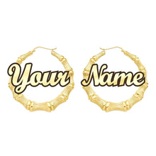 Load image into Gallery viewer, Gold Bamboo Acrylic Letter Earrings
