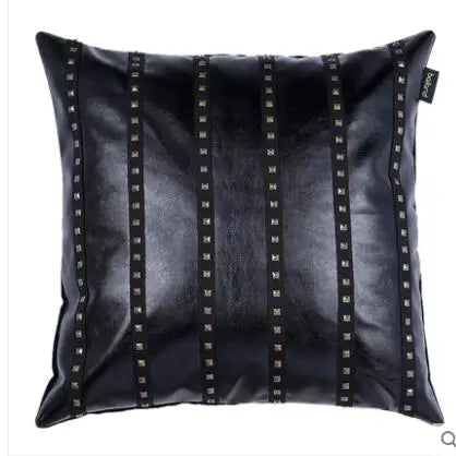 Rivet Patch Leather Throw Pillows