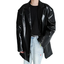 Load image into Gallery viewer, Croc Print Shiny Leather Jacket
