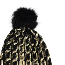 Load image into Gallery viewer, Metallic Knit Chain Link Beanie Pom Hat
