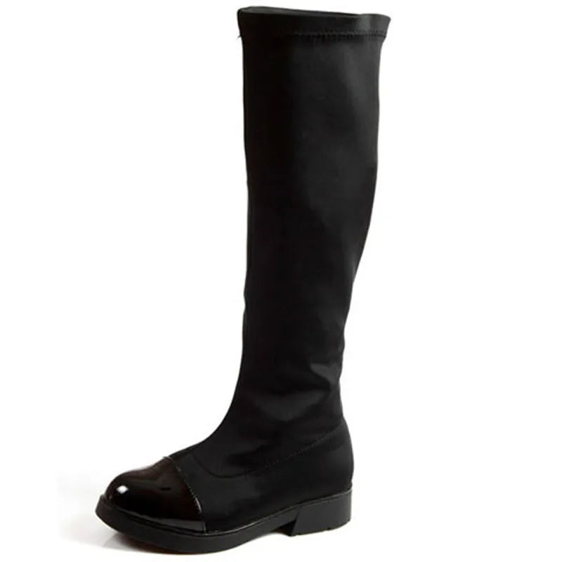 Black Patent Leather Toe Knee Boots