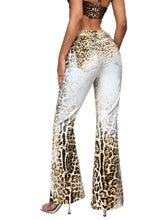 Load image into Gallery viewer, Faded Leopard Print Flared Denim Jeans
