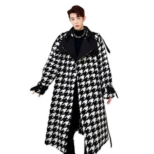 Load image into Gallery viewer, Vintage Houndstooth Print Patch Trench Coat
