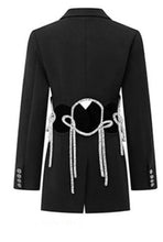 Load image into Gallery viewer, Notched Hollow Out Diamond Black Blazer Dress
