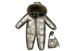 Load image into Gallery viewer, Metallic Padded Fur Hooded Snowsuit
