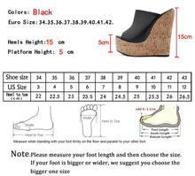 Load image into Gallery viewer, Black Leather Platform Wedge Sandals
