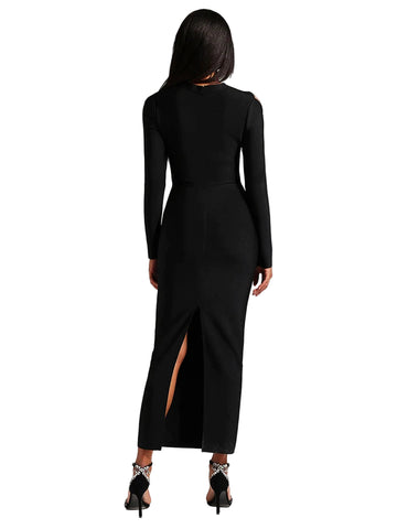 Hollow Out Gold Accent Dress