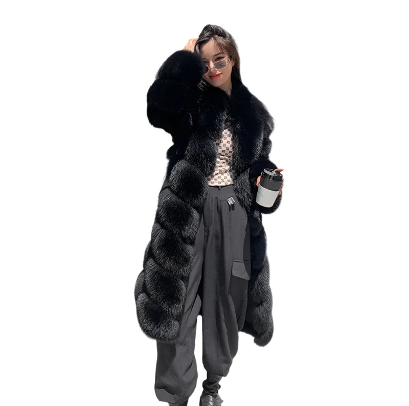 Long Ribbed Fur Coat