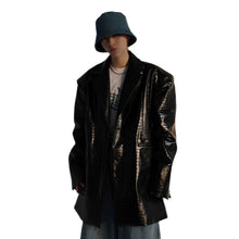 Load image into Gallery viewer, Croc Print Shiny Leather Jacket
