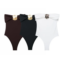 Load image into Gallery viewer, Metal Accent Tube Top Bodysuit

