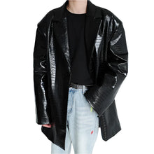 Load image into Gallery viewer, Croc Print Shiny Leather Jacket
