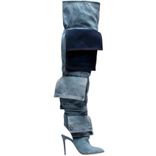 Load image into Gallery viewer, Patch Denim Pocket Boots
