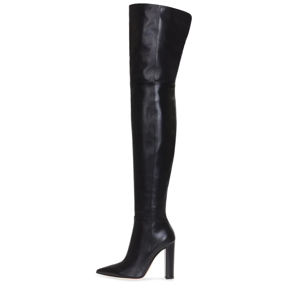 Leather Knee-High Boots