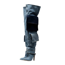 Load image into Gallery viewer, Patch Denim Pocket Boots
