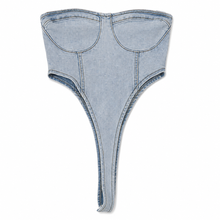 Load image into Gallery viewer, Irregular Bralette Denim Tank Top
