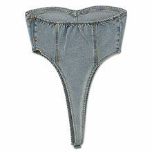 Load image into Gallery viewer, Irregular Bralette Denim Tank Top
