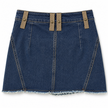 Load image into Gallery viewer, Tan Lace Zipper Denim Skirt
