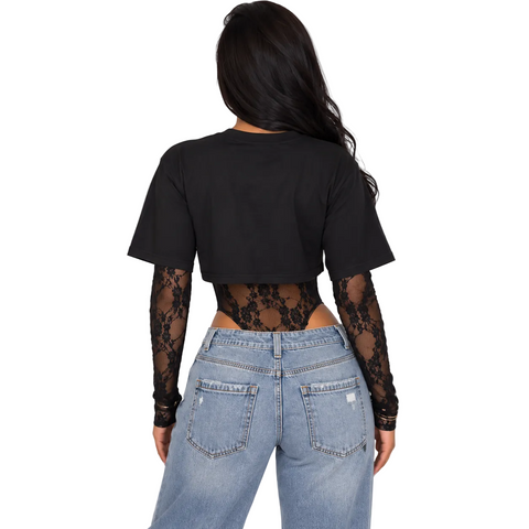 Crop Top Lace Bodysuit