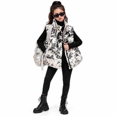 Modern Print Puffer Vest