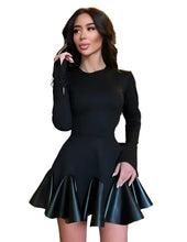 Load image into Gallery viewer, Knitted Leather Flared Mini Dress- Modern Baby Las vegas
