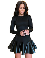 Load image into Gallery viewer, Knitted Leather Flared Mini Dress- Modern Baby Las Vegas
