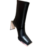 Load image into Gallery viewer, Luxury Metal  Square Heel Leather Boots
