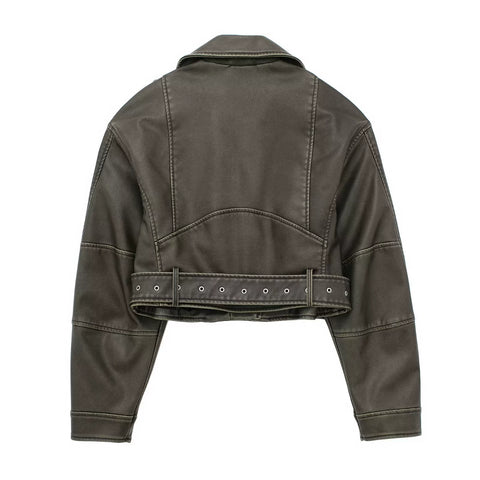 Leather Crop Motorcycle Jacket-Modern Baby Las Vegas