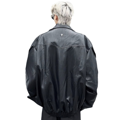 Deconstructed Leather Jacket outer-Modern Baby Las Vegas