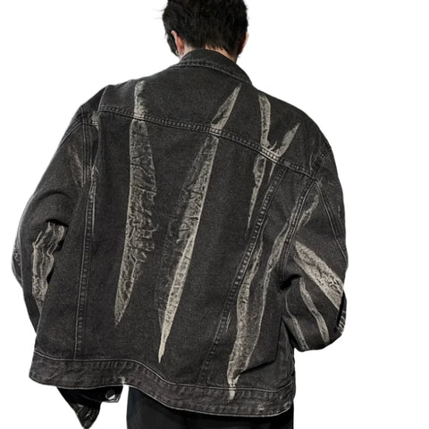 Striped Tie-Dye Denim Jacket-Modern Baby Las Vegas