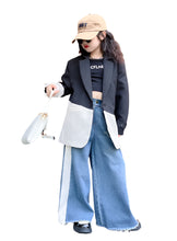 Load image into Gallery viewer, Black And White Patch Blazer Jacket-Modern Baby Las Vegas

