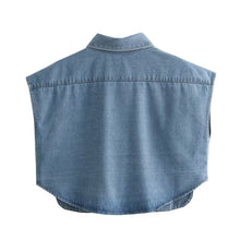 Load image into Gallery viewer, Double Pocket Patch Short Denim Top
