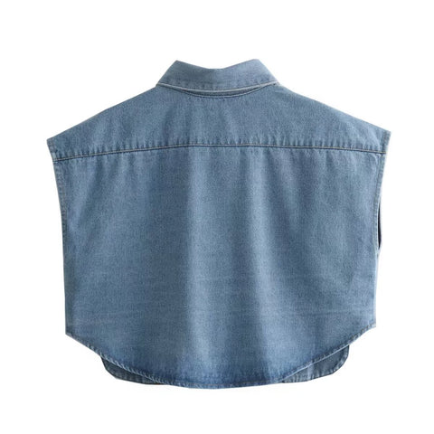 Double Pocket Patch Short Denim Top-Modern Baby Las Vegas