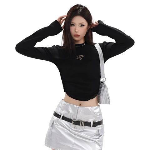 Black Long SLeeve Emblem Top-Modern Baby Las Vegas