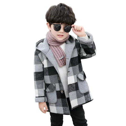 Fleece-Lined Plaid Coat-Modern Baby Las Vegas