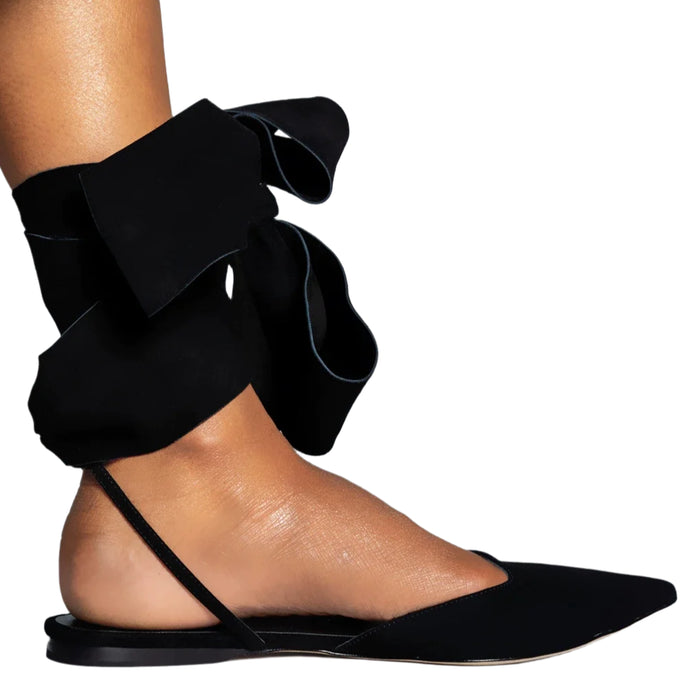 Tie-Up Pointed Toe Flats-Modern Baby Las Vegas
