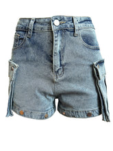 Load image into Gallery viewer, Zipper Fly Pocket Cargo Denim Jeans | Modern Baby Las Vegas
