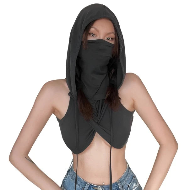 Sleeveless Hooded Mask Top